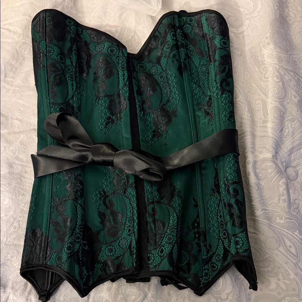 Coquette Black and Green Lace Shapewear Corset